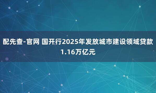 配先查-官网 国开行2025年发放城市建设领域贷款1.16万亿元